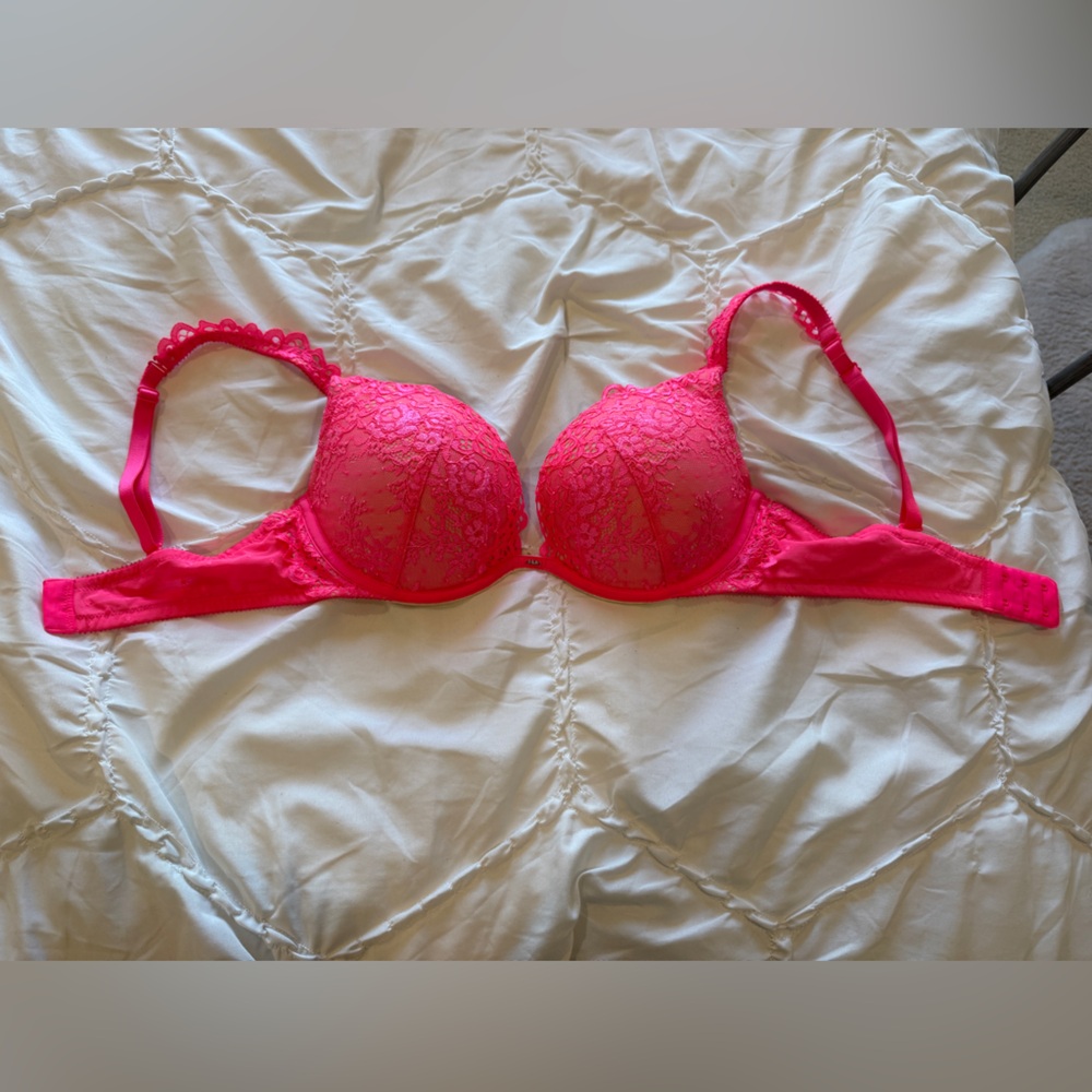 Victoria's Secret Hot Pink Lace Underwire Bra
